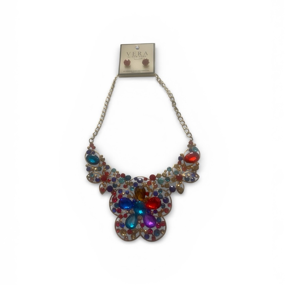 Multicolor Crystal Rhinestone Statement Necklace … - image 4